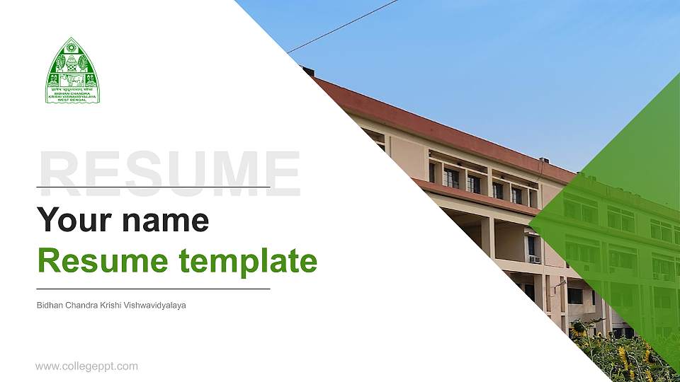 Bidhan Chandra Krishi Vishwavidyalaya Resume PPT Template16:9 ratio PPT effect preview image