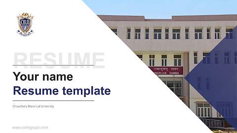 Chaudhary Bansi Lal University Resume PPT Template