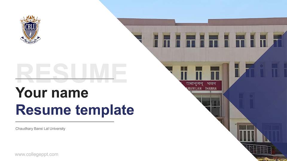 Chaudhary Bansi Lal University Resume PPT Template16:9 ratio PPT effect preview image