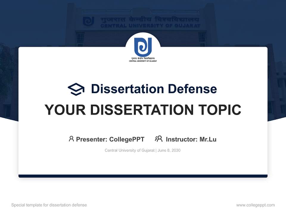 Central University of Gujarat Graduation Thesis Defense PPT Template4:3 ratio PPT effect preview image7