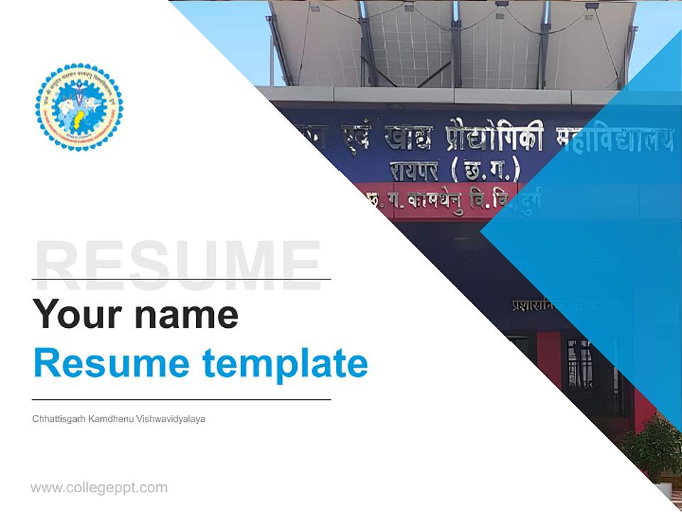 Chhattisgarh Kamdhenu Vishwavidyalaya Resume PPT Template4:3 ratio PPT effect preview image5