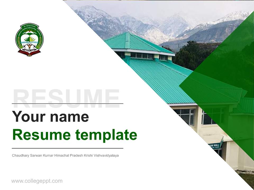 Chaudhary Sarwan Kumar Himachal Pradesh Krishi Vishvavidyalaya Resume PPT Template4:3 ratio PPT effect preview image5