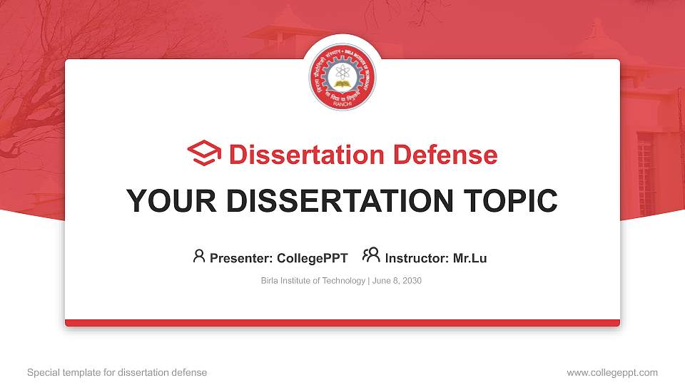Birla Institute of Technology Graduation Thesis Defense PPT Template16:9 ratio PPT effect preview image