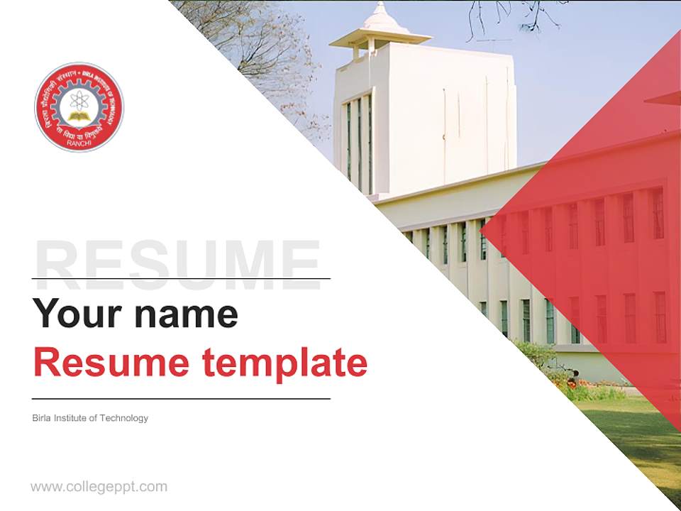 Birla Institute of Technology Resume PPT Template4:3 ratio PPT effect preview image5