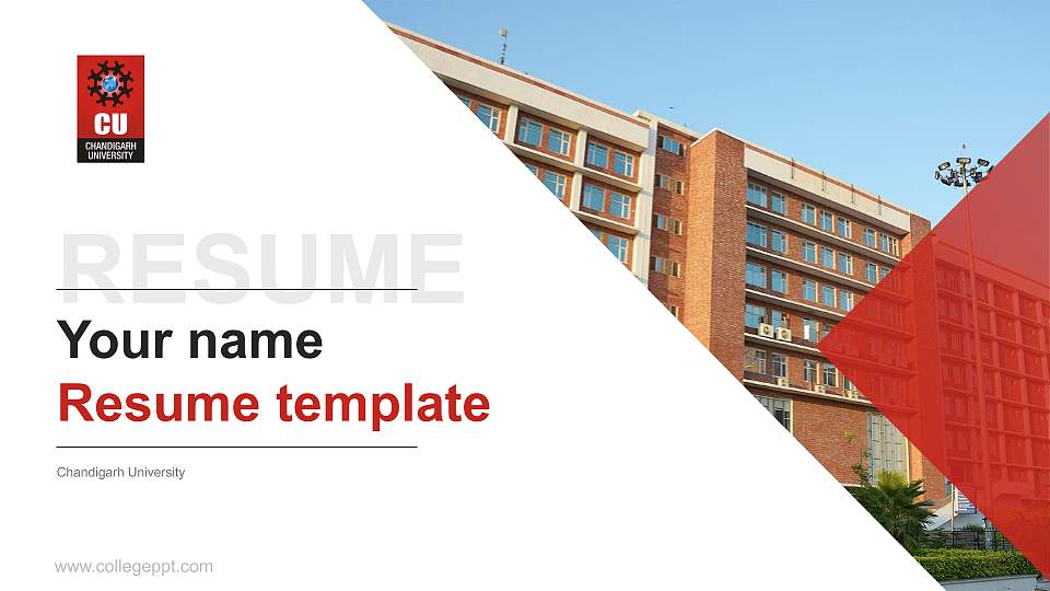 Chandigarh University Resume PPT Template16:9 ratio PPT effect preview image