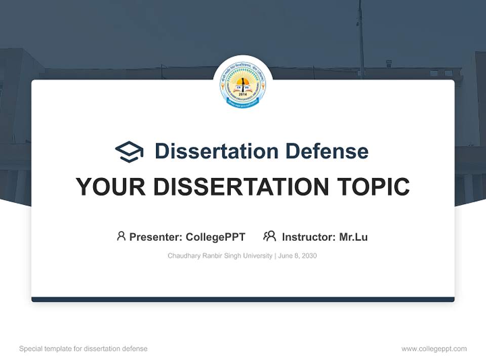Chaudhary Ranbir Singh University Graduation Thesis Defense PPT Template4:3 ratio PPT effect preview image7
