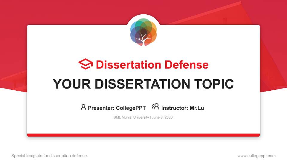 BML Munjal University Graduation Thesis Defense PPT Template16:9 ratio PPT effect preview image