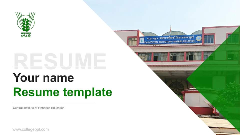 Central Institute of Fisheries Education Resume PPT Template16:9 ratio PPT effect preview image