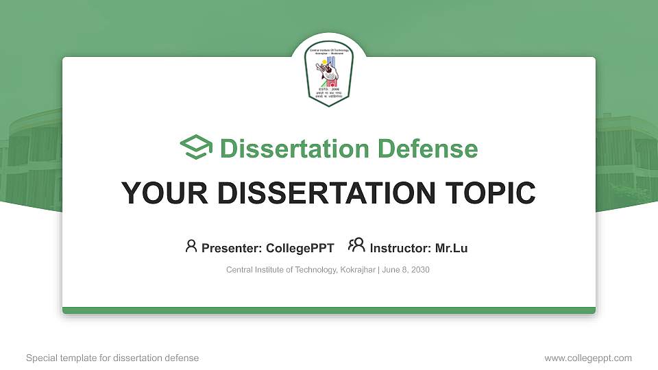 Central Institute of Technology, Kokrajhar Graduation Thesis Defense PPT Template16:9 ratio PPT effect preview image