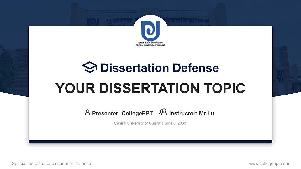 Central University of Gujarat Graduation Thesis Defense PPT Template16:9 ratio PPT effect preview image