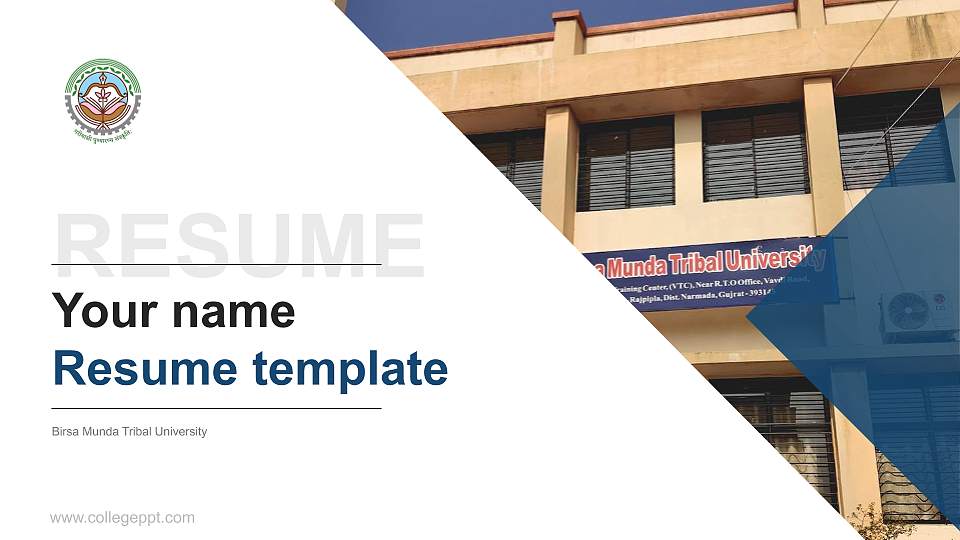 Birsa Munda Tribal University Resume PPT Template16:9 ratio PPT effect preview image