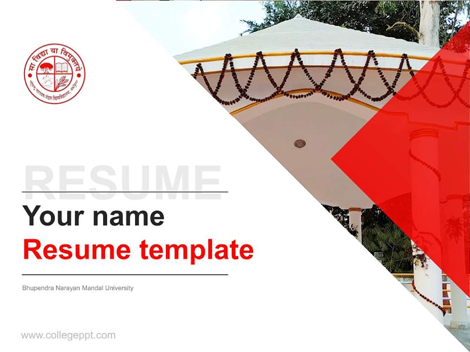 Bhupendra Narayan Mandal University Resume PPT Template4:3 ratio PPT effect preview image5