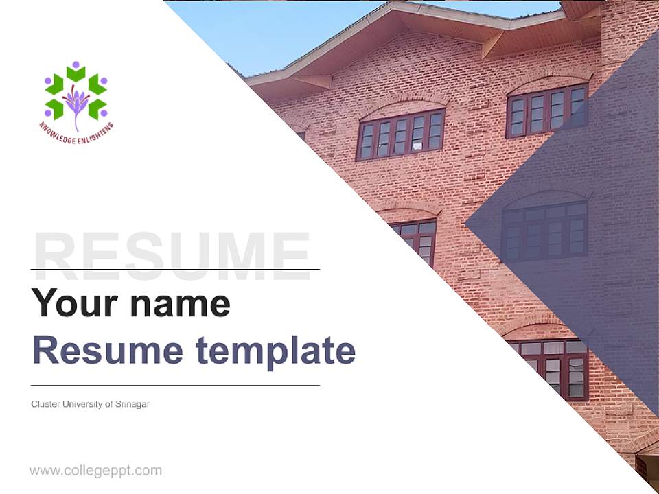 Cluster University of Srinagar Resume PPT Template4:3 ratio PPT effect preview image5