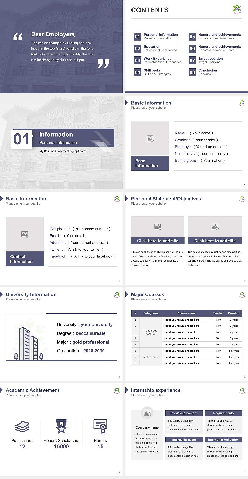 Cluster University of Srinagar Resume PPT Template4:3 ratio PPT effect preview image2