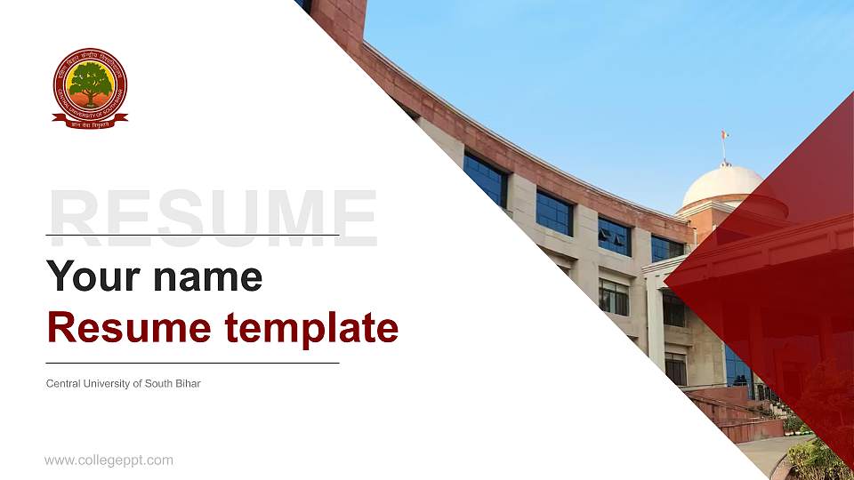Central University of South Bihar Resume PPT Template16:9 ratio PPT effect preview image