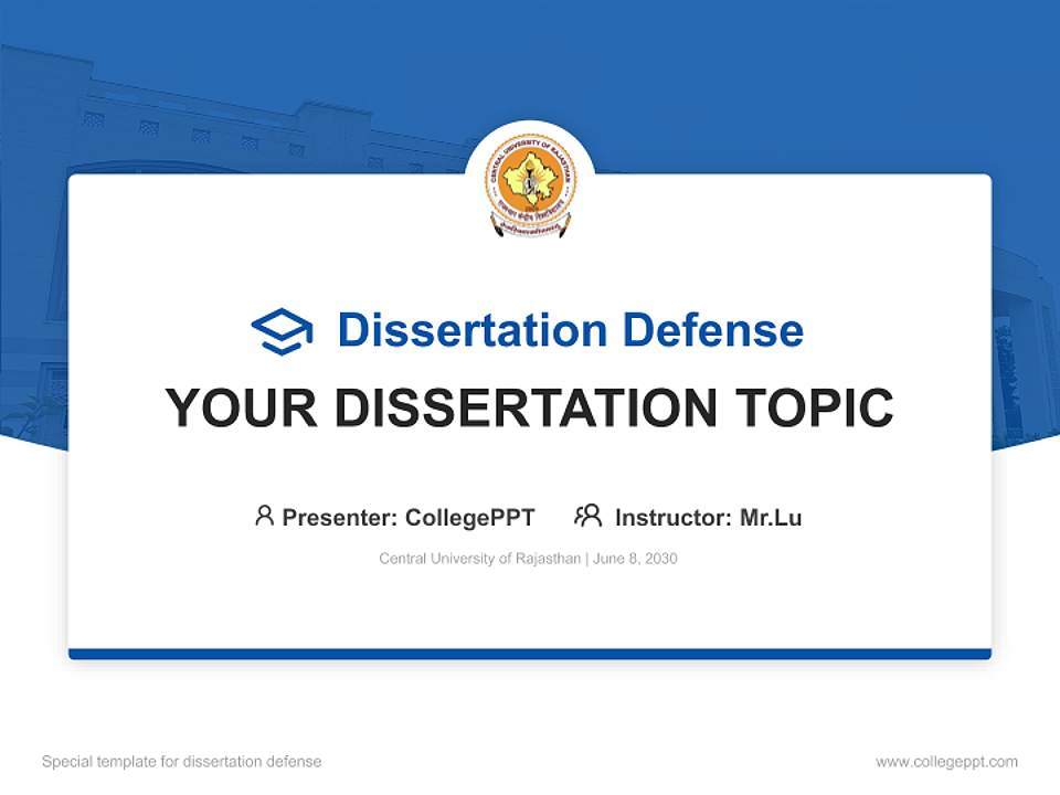 Central University of Rajasthan Graduation Thesis Defense PPT Template4:3 ratio PPT effect preview image7