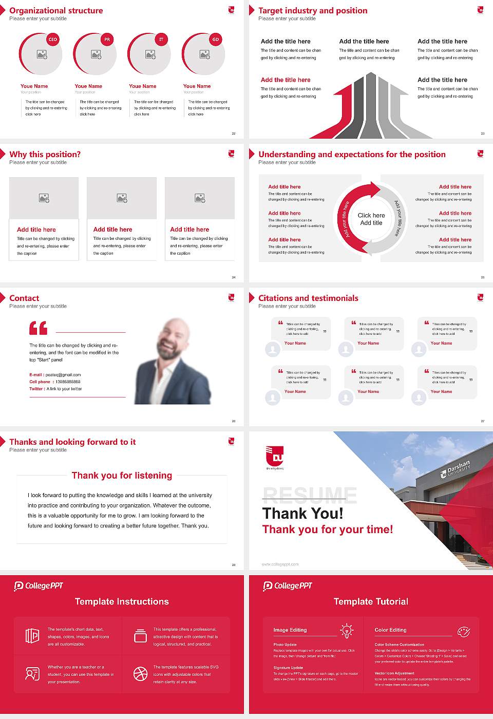 Darshan University Resume PPT Template16:9 ratio PPT effect preview image4
