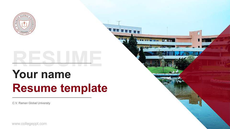 C.V. Raman Global University Resume PPT Template16:9 ratio PPT effect preview image