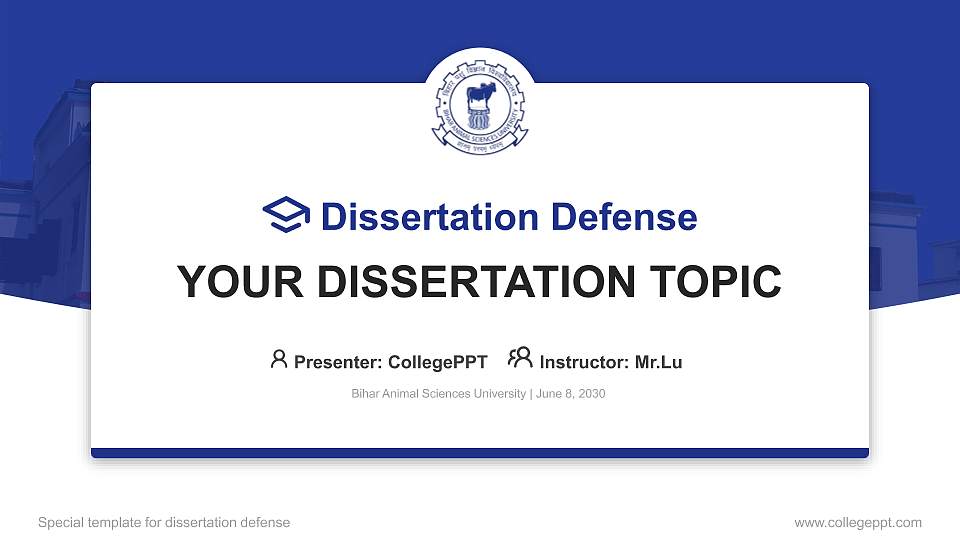 Bihar Animal Sciences University Graduation Thesis Defense PPT Template16:9 ratio PPT effect preview image
