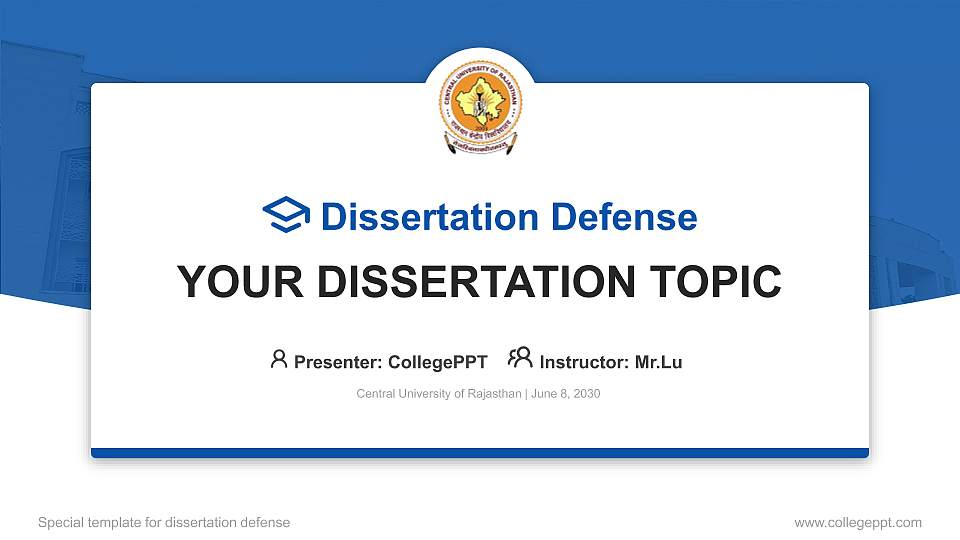 Central University of Rajasthan Graduation Thesis Defense PPT Template16:9 ratio PPT effect preview image