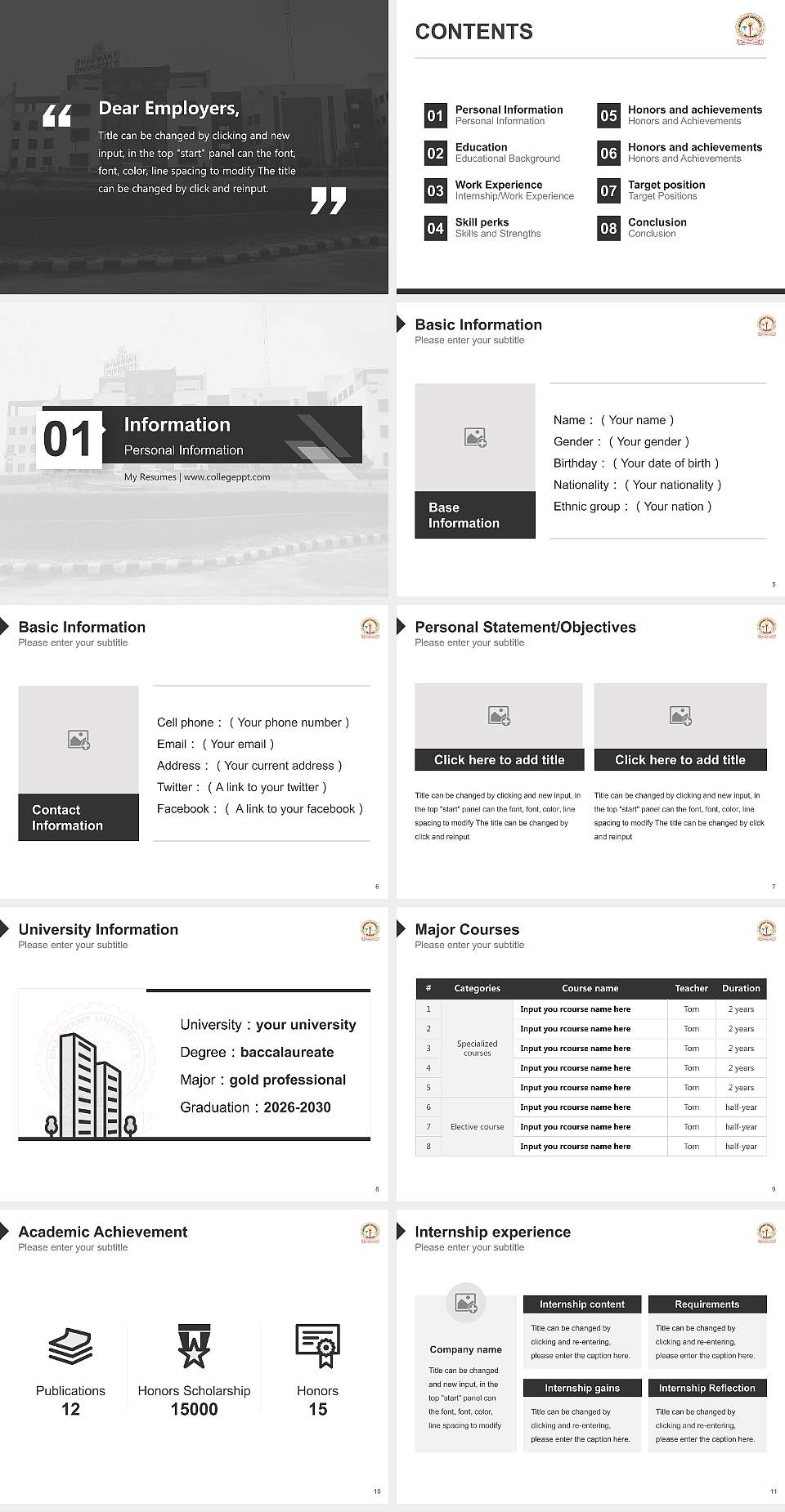 Bhagwant University Resume PPT Template4:3 ratio PPT effect preview image2
