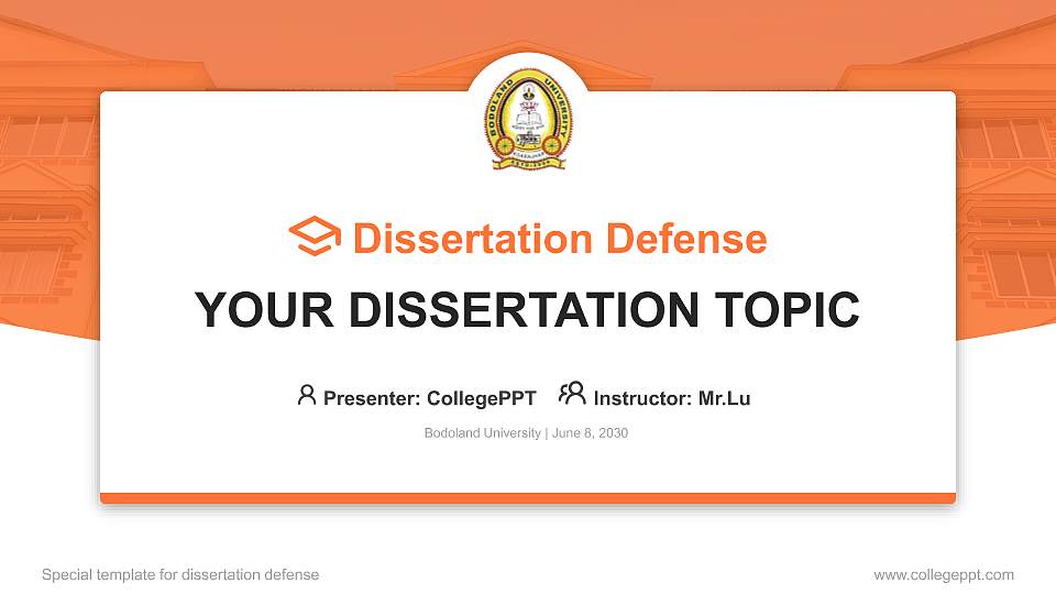 Bodoland University Graduation Thesis Defense PPT Template16:9 ratio PPT effect preview image
