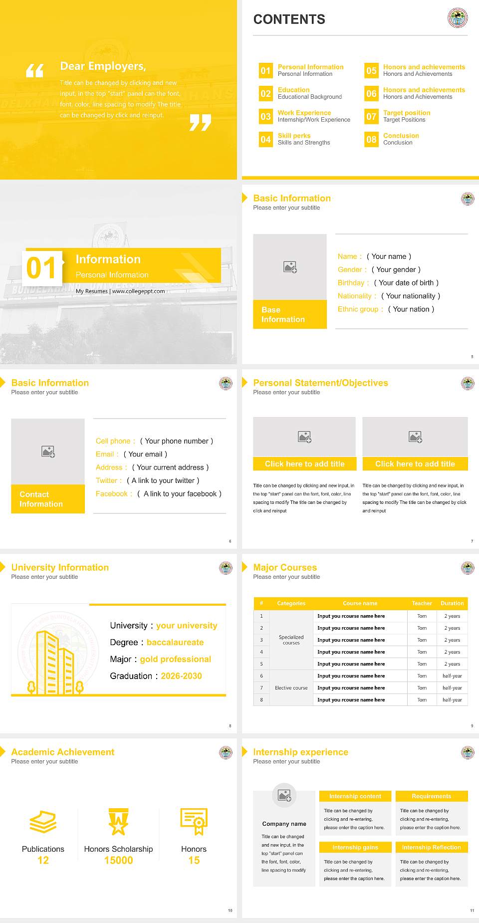Bundelkhand University Resume PPT Template4:3 ratio PPT effect preview image2