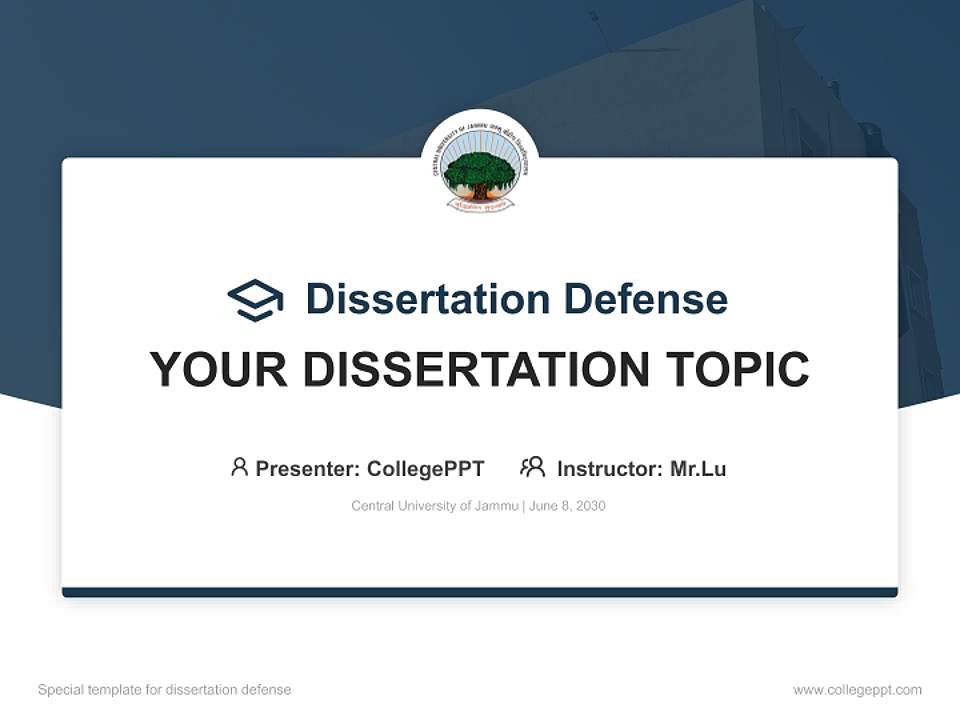 Central University of Jammu Graduation Thesis Defense PPT Template4:3 ratio PPT effect preview image7