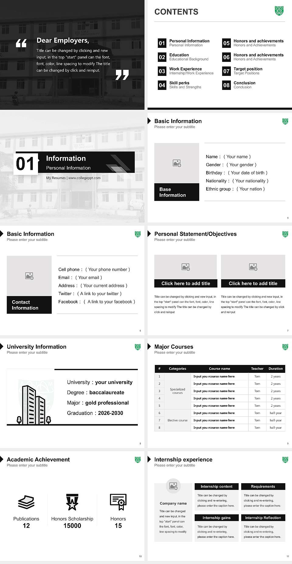 CMJ University Resume PPT Template4:3 ratio PPT effect preview image2