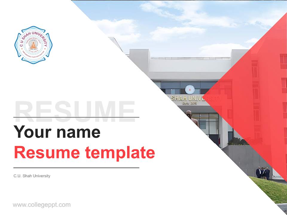 C.U. Shah University Resume PPT Template4:3 ratio PPT effect preview image5