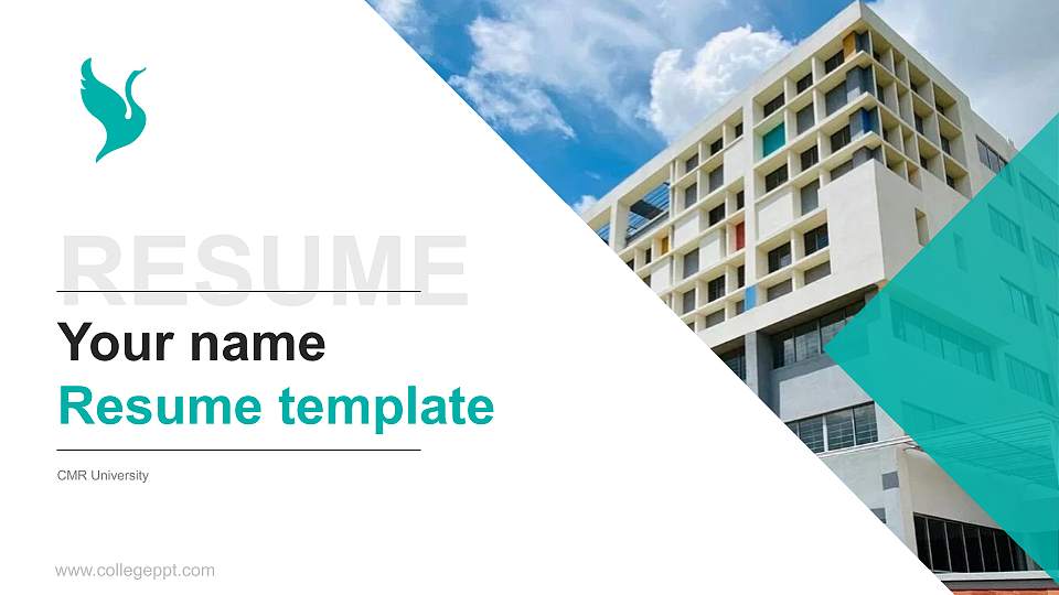CMR University Resume PPT Template16:9 ratio PPT effect preview image