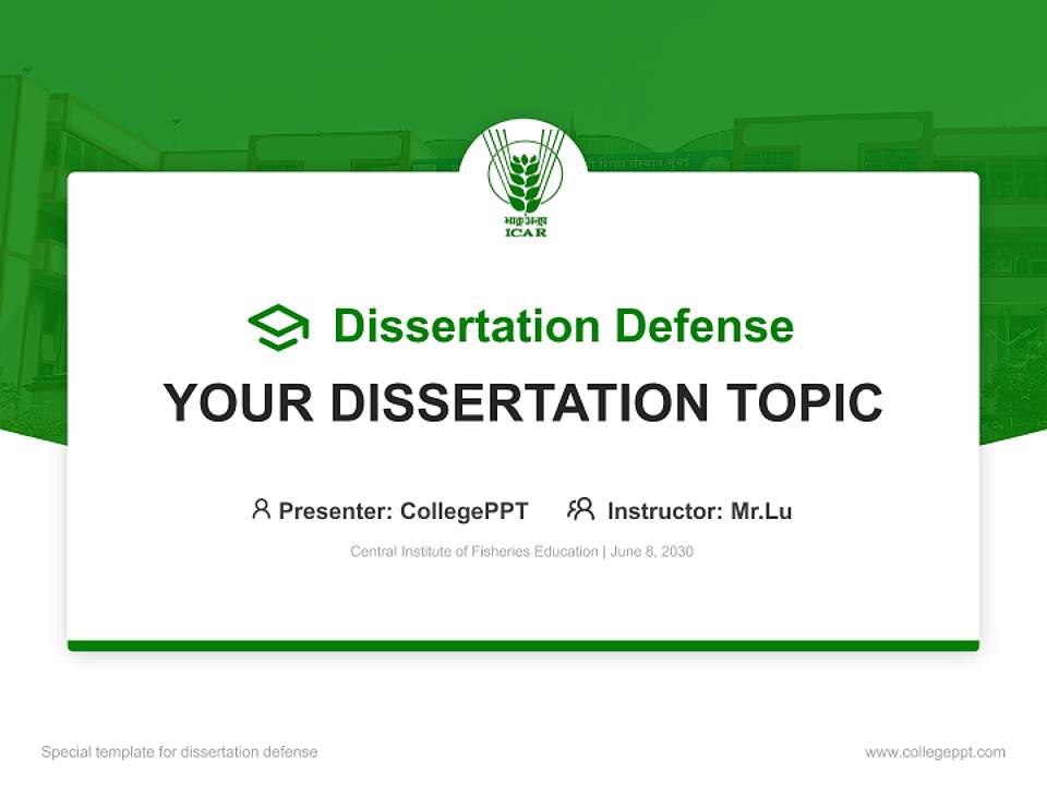 Central Institute of Fisheries Education Graduation Thesis Defense PPT Template4:3 ratio PPT effect preview image7