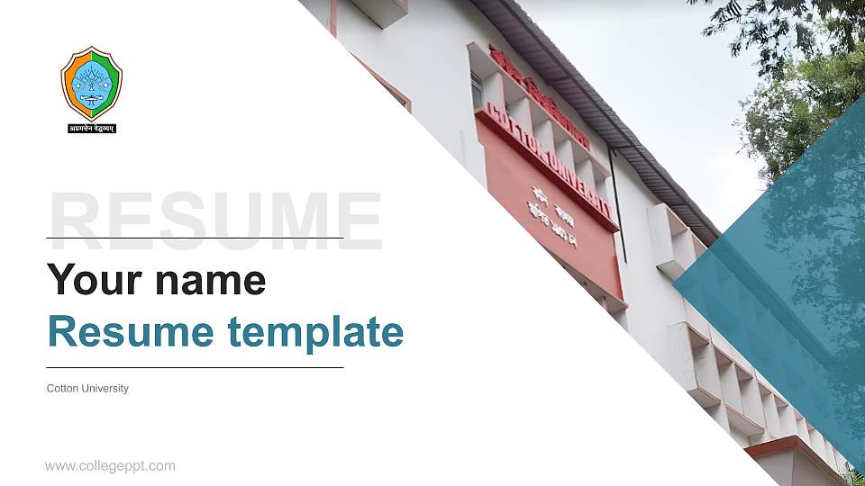 Cotton University Resume PPT Template16:9 ratio PPT effect preview image