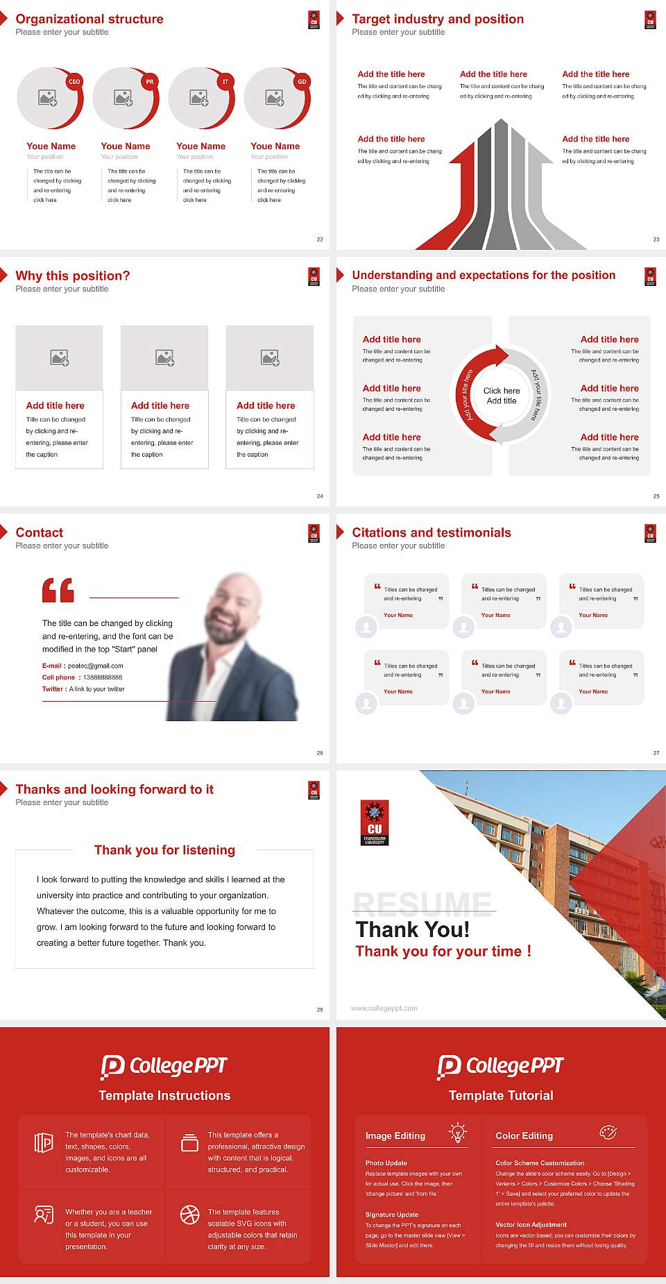 Chandigarh University Resume PPT Template4:3 ratio PPT effect preview image4