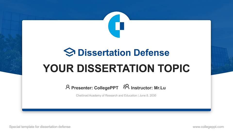 Chettinad Academy of Research and Education Graduation Thesis Defense PPT Template16:9 ratio PPT effect preview image