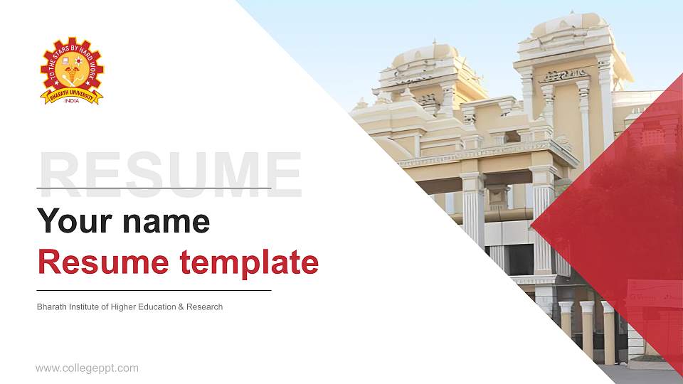 Bharath Institute of Higher Education & Research Resume PPT Template16:9 ratio PPT effect preview image