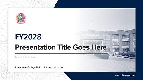 Central University of Haryana Academic Presentation/Research Findings Report PPT Template