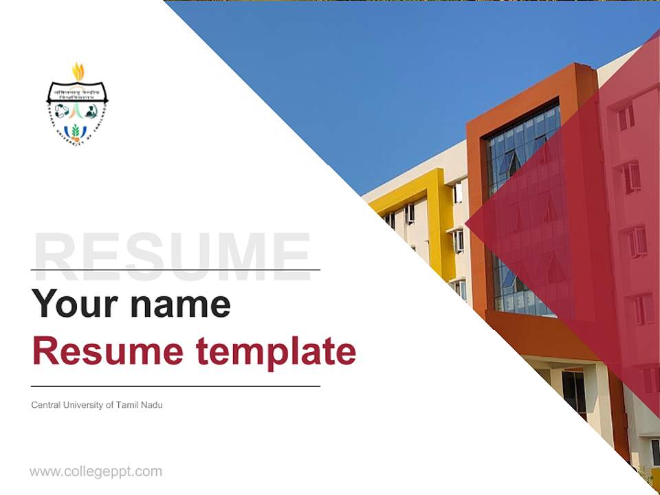Central University of Tamil Nadu Resume PPT Template4:3 ratio PPT effect preview image5