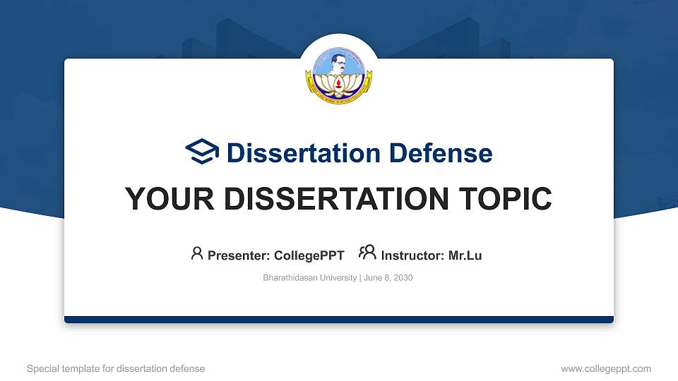 Bharathidasan University Graduation Thesis Defense PPT Template16:9 ratio PPT effect preview image