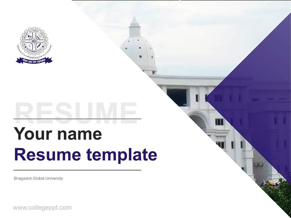 Bhagwant Global University Resume PPT Template4:3 ratio PPT effect preview image5