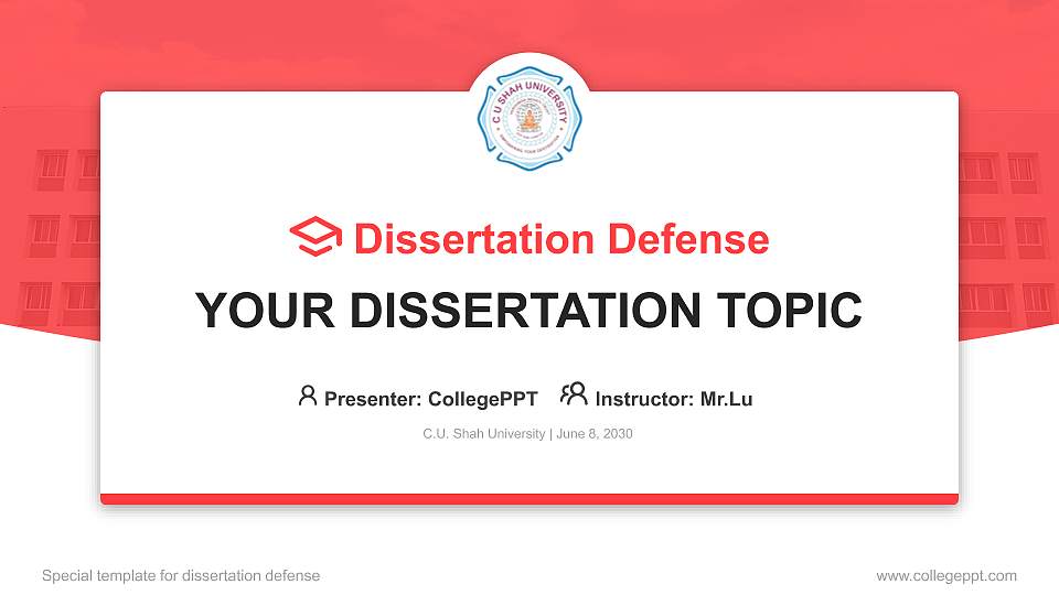 C.U. Shah University Graduation Thesis Defense PPT Template16:9 ratio PPT effect preview image