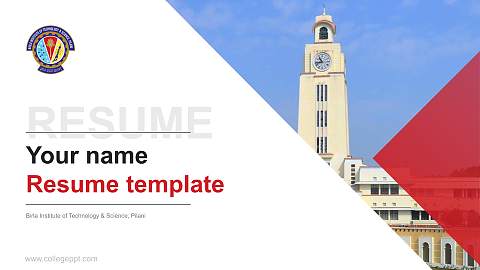 Birla Institute of Technology & Science, Pilani Resume PPT Template