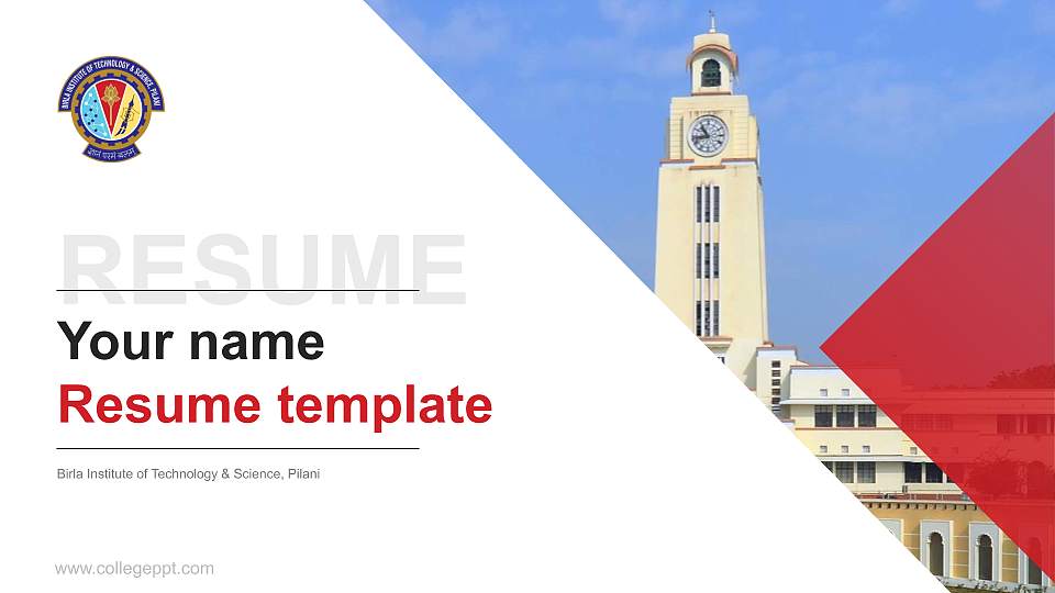 Birla Institute of Technology & Science, Pilani Resume PPT Template16:9 ratio PPT effect preview image