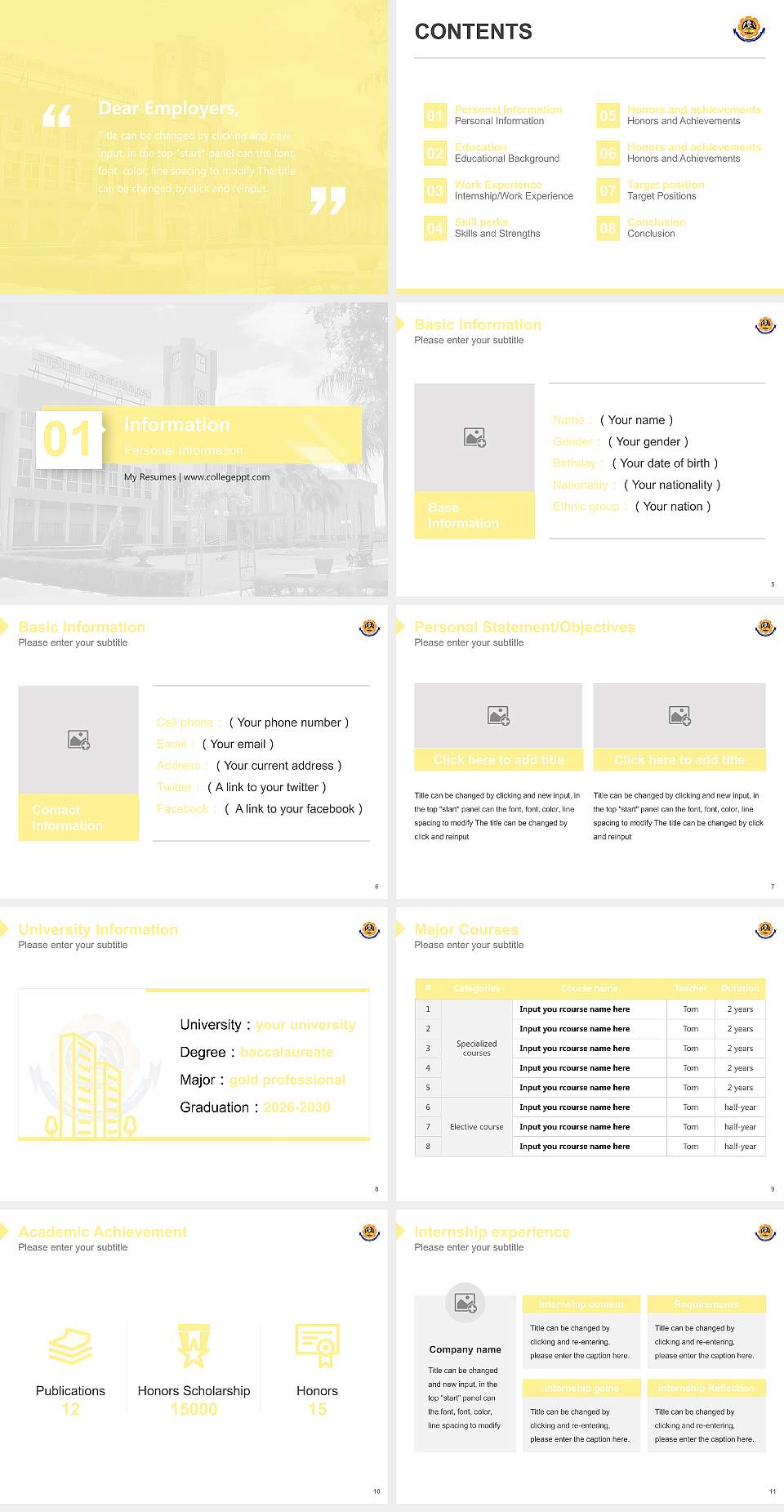 Bharathiar University Resume PPT Template4:3 ratio PPT effect preview image2