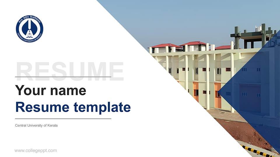 Central University of Kerala Resume PPT Template16:9 ratio PPT effect preview image