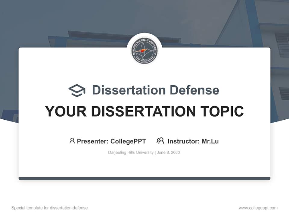 Darjeeling Hills University Graduation Thesis Defense PPT Template4:3 ratio PPT effect preview image7