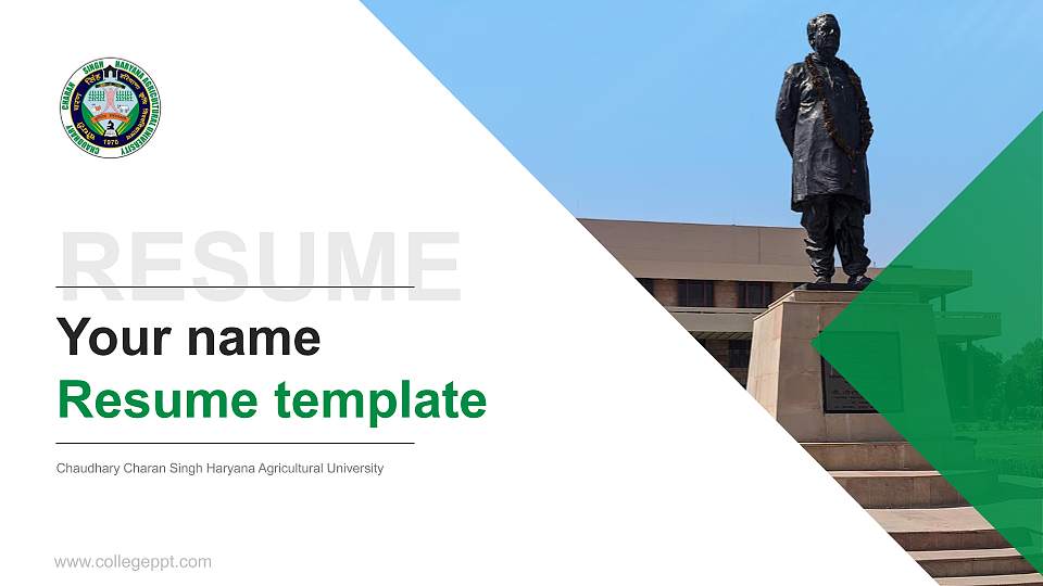 Chaudhary Charan Singh Haryana Agricultural University Resume PPT Template16:9 ratio PPT effect preview image