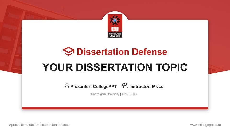 Chandigarh University Graduation Thesis Defense PPT Template16:9 ratio PPT effect preview image