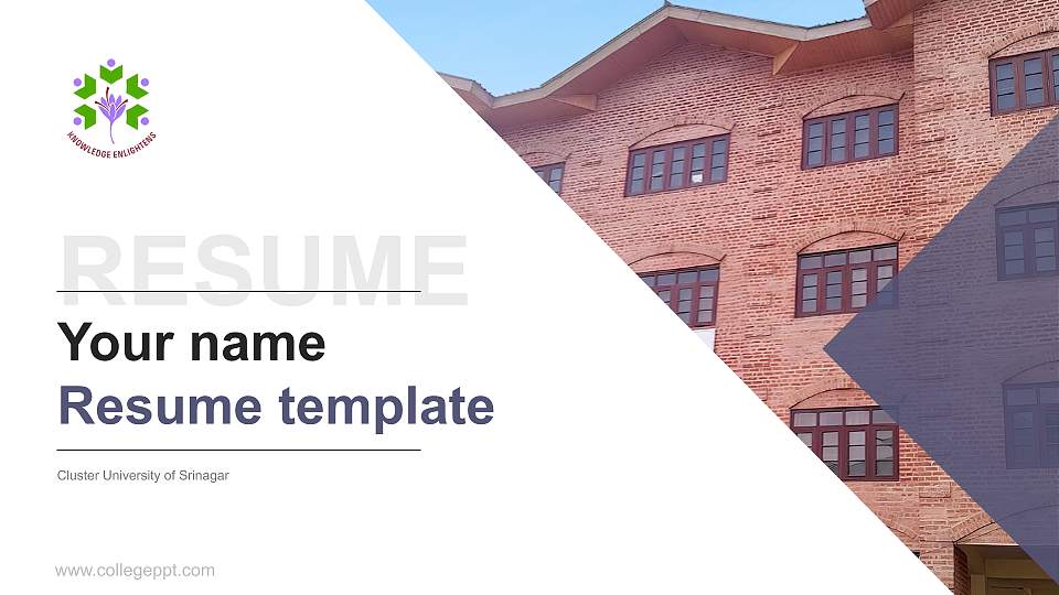 Cluster University of Srinagar Resume PPT Template16:9 ratio PPT effect preview image