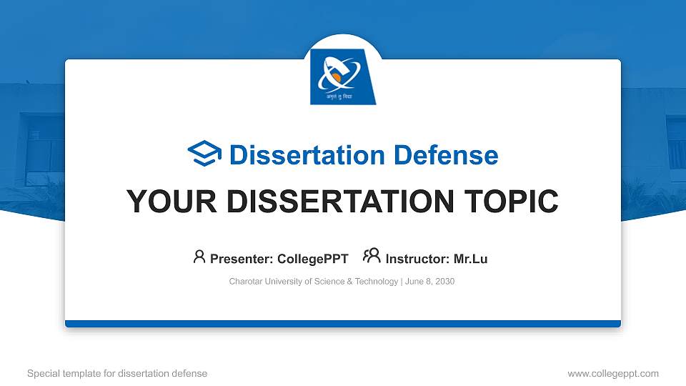 Charotar University of Science & Technology Graduation Thesis Defense PPT Template16:9 ratio PPT effect preview image